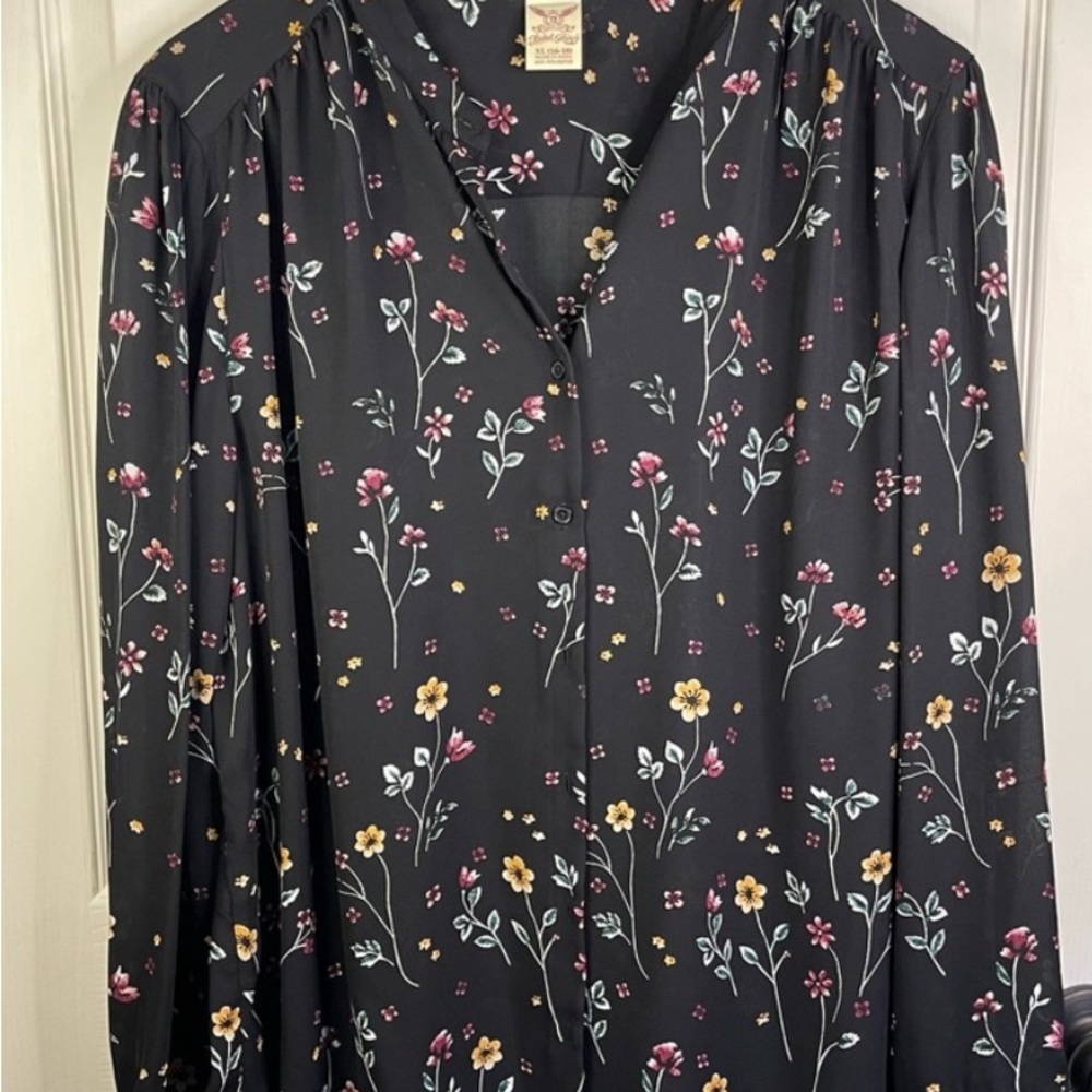 Faded Glory Floral Button-Up Blouse